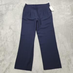 NEW Vintage Jaclyn Smith Pants Womens L Blue Pinstripe Pull On Straight Office